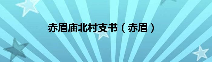 赤眉庙北村支书（赤眉）