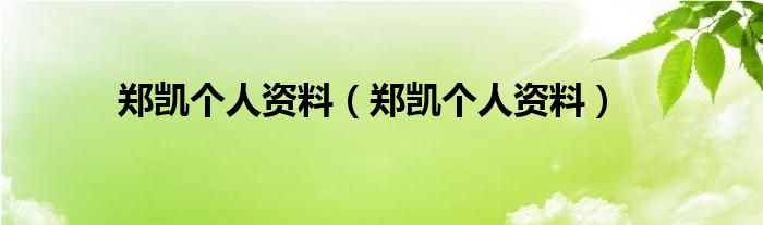 郑凯个人资料（郑凯个人资料）