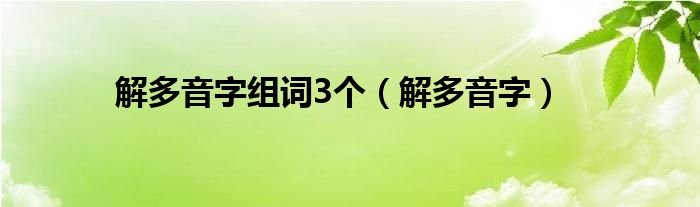 解多音字组词3个（解多音字）