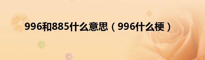 996和885是什么意思（996是什么梗）