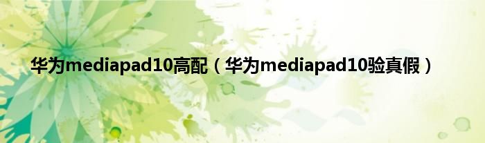 华为mediapad10高配（华为mediapad10验真假）