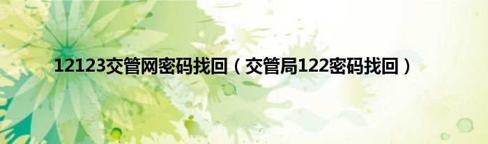 12123交管网密码找回（交管局122密码找回）