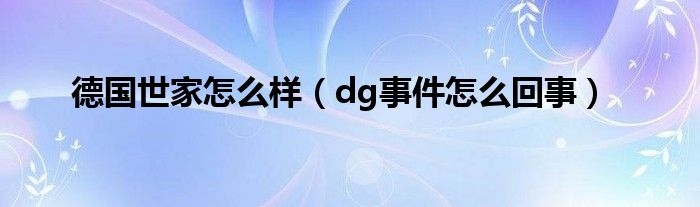 德国世家怎么样（dg事件怎么回事）