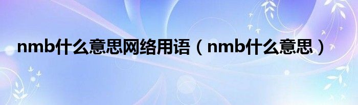 nmb是什么意思网络用语（nmb是什么意思）