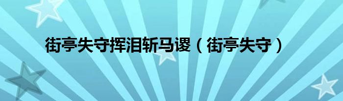 街亭失守挥泪斩马谡（街亭失守）