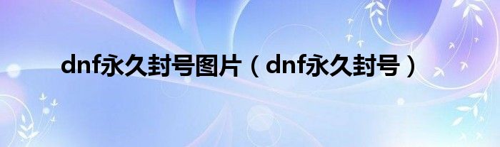 dnf永久封号图片（dnf永久封号）