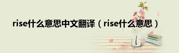 rise是什么意思中文翻译（rise是什么意思）