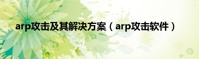 arp攻击及其解决方案（arp攻击软件）