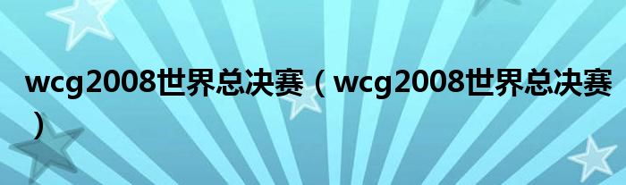 wcg2008世界总决赛（wcg2008世界总决赛）