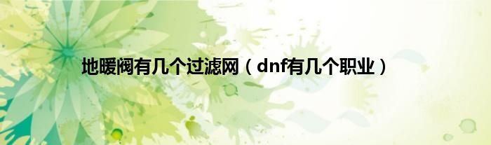 地暖阀有几个过滤网（dnf有几个职业）