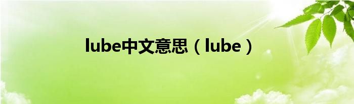 lube中文意思（lube）