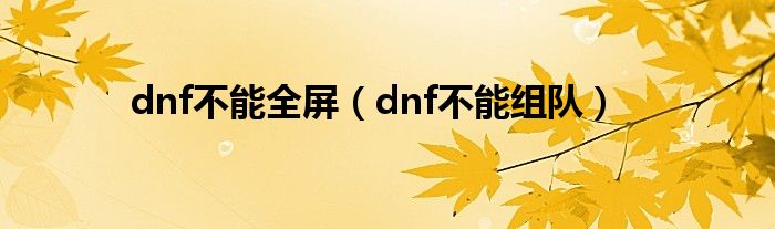 dnf不能全屏（dnf不能组队）