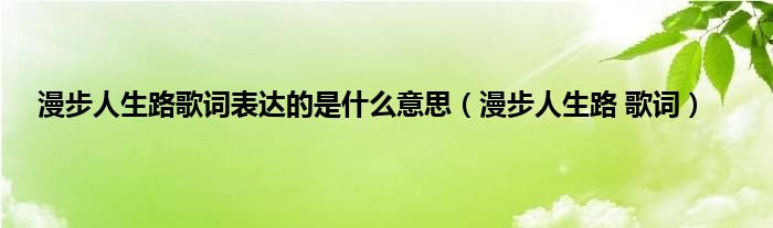 漫步人生路歌词表达的是是什么意思（漫步人生路 歌词）