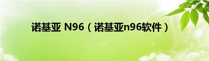 诺基亚 N96（诺基亚n96软件）