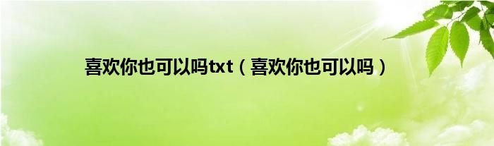 喜欢你也可以吗txt（喜欢你也可以吗）