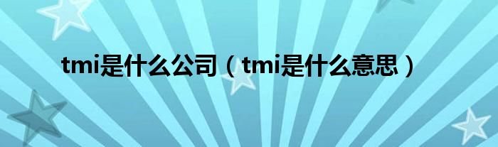 tmi是是什么公司（tmi是是什么意思）