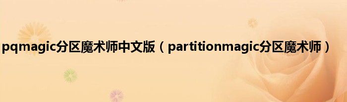 pqmagic分区魔术师中文版（partitionmagic分区魔术师）