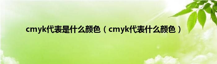 cmyk代表是是什么颜色（cmyk代表是什么颜色）