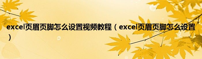 excel页眉页脚怎么设置视频教程（excel页眉页脚怎么设置）