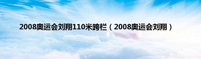 2008奥运会刘翔110米跨栏（2008奥运会刘翔）