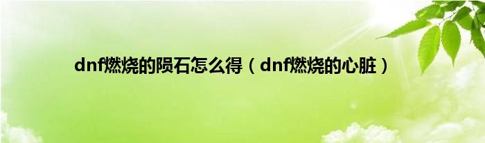 dnf燃烧的陨石怎么得（dnf燃烧的心脏）