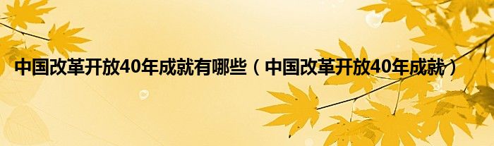 中国改革开放40年成就有哪些（中国改革开放40年成就）