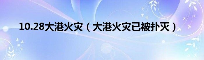 10.28大港火灾（大港火灾已被扑灭）