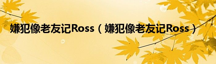 嫌犯像老友记Ross（嫌犯像老友记Ross）