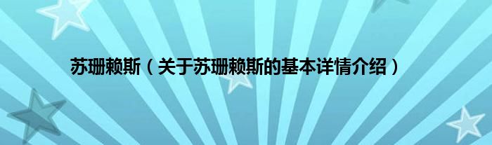 苏珊赖斯（关于苏珊赖斯的基本详情介绍）