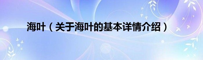 海叶（关于海叶的基本详情介绍）