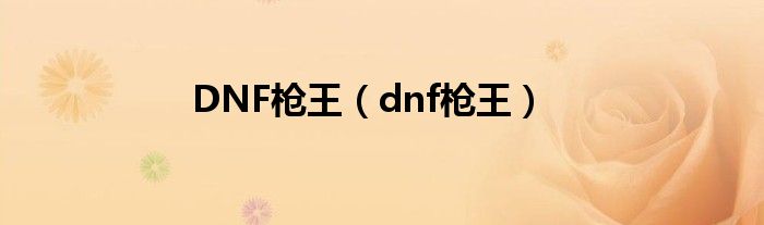 DNF枪王（dnf枪王）