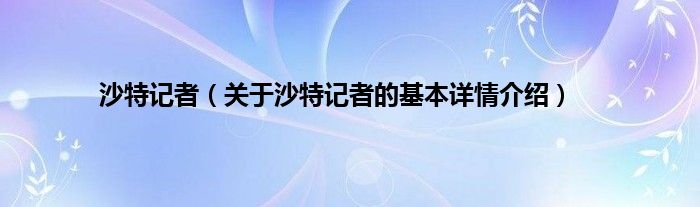 沙特记者（关于沙特记者的基本详情介绍）