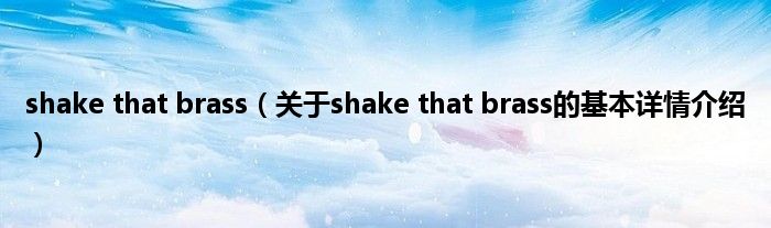 shake that brass（关于shake that brass的基本详情介绍）