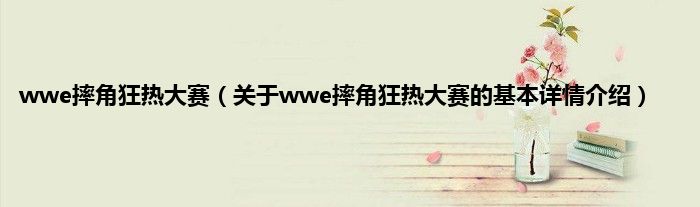 wwe摔角狂热大赛（关于wwe摔角狂热大赛的基本详情介绍）