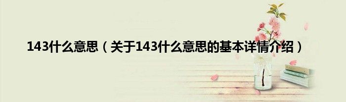 143是什么意思（关于143是什么意思的基本详情介绍）