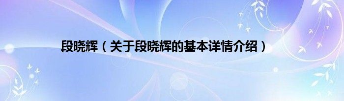 段晓辉（关于段晓辉的基本详情介绍）