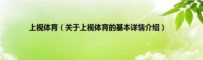 上视体育（关于上视体育的基本详情介绍）