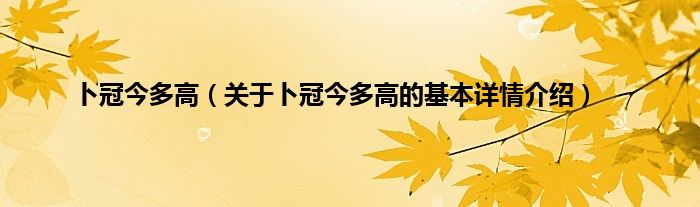 卜冠今多高（关于卜冠今多高的基本详情介绍）