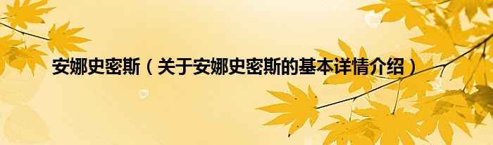 安娜史密斯（关于安娜史密斯的基本详情介绍）