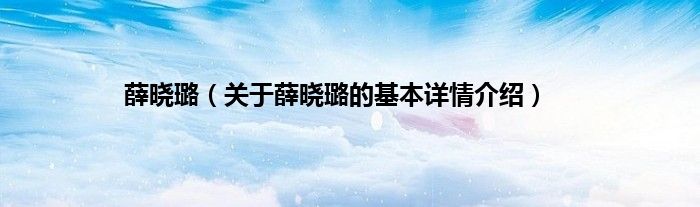 薛晓璐（关于薛晓璐的基本详情介绍）