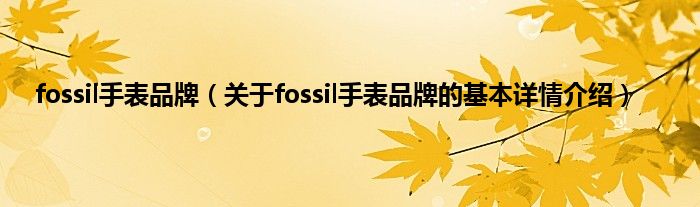 fossil手表品牌（关于fossil手表品牌的基本详情介绍）