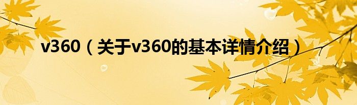 v360（关于v360的基本详情介绍）