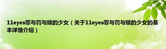 11eyes罪与罚与赎的少女（关于11eyes罪与罚与赎的少女的基本详情介绍）