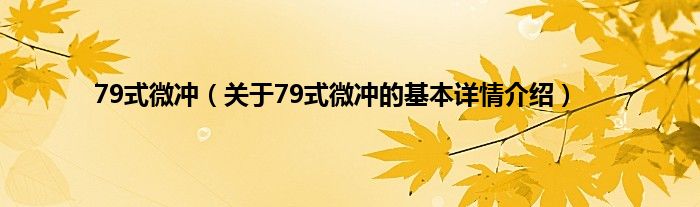 79式微冲（关于79式微冲的基本详情介绍）