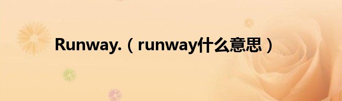 Runway.（runway是什么意思）