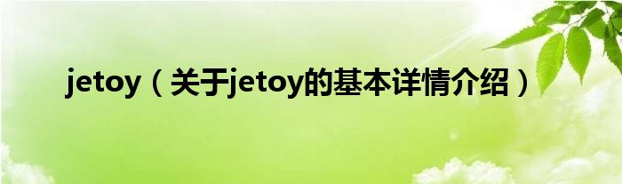 jetoy（关于jetoy的基本详情介绍）