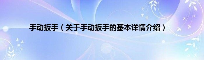 手动扳手（关于手动扳手的基本详情介绍）