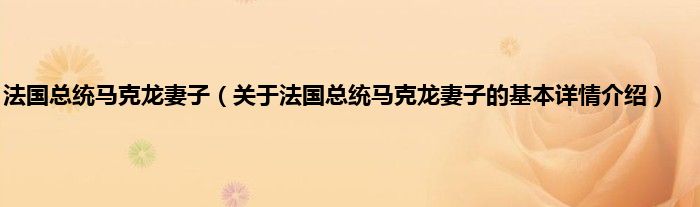 法国总统马克龙妻子（关于法国总统马克龙妻子的基本详情介绍）