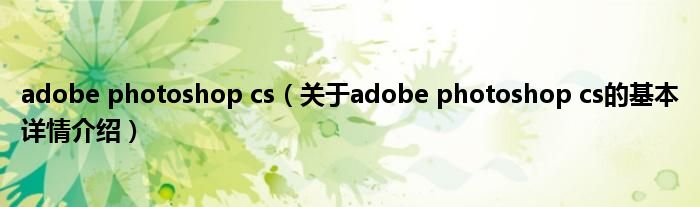 adobe photoshop cs（关于adobe photoshop cs的基本详情介绍）