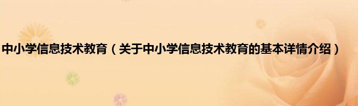 中小学信息技术教育（关于中小学信息技术教育的基本详情介绍）